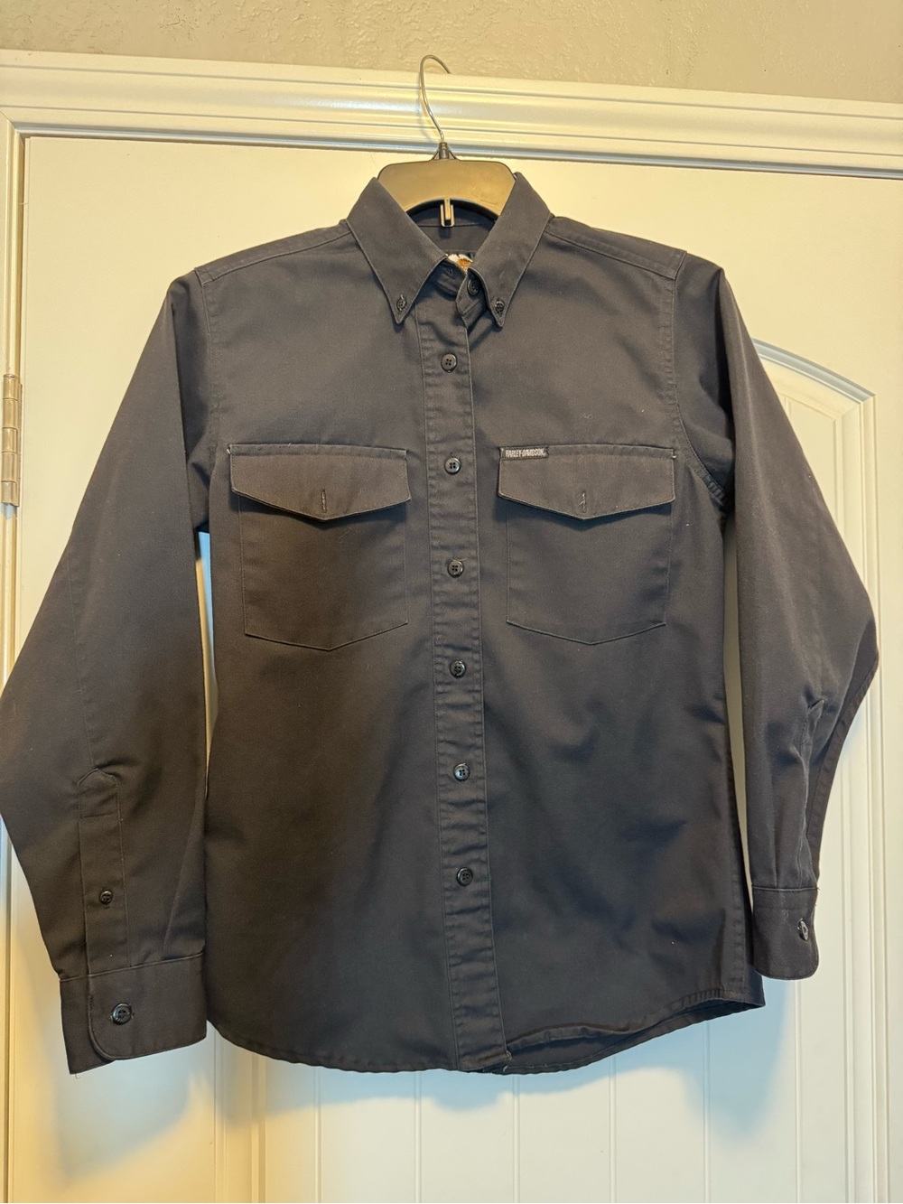 Harley Davidson Ladies M Gray Long Sleeve Button Down Utility Riding Shirt